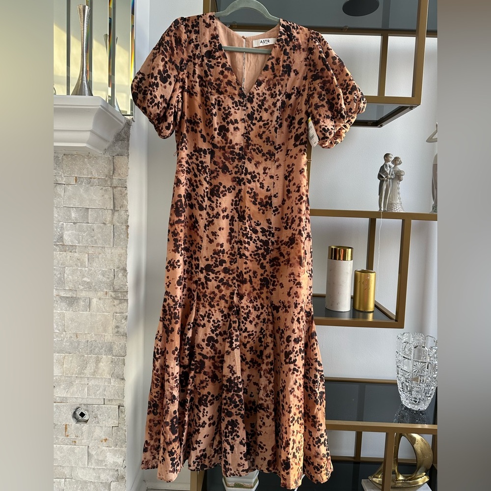 Astr Brown Floral Midi Dress